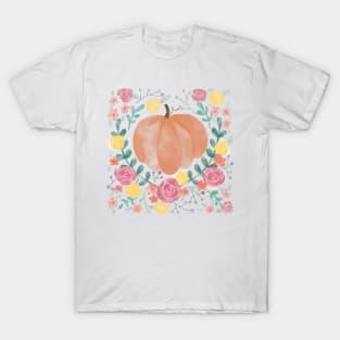 Fall Pumpkin and Flowers T-Shirt